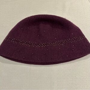Nine West Elegant Embellished Purple Winter Hat